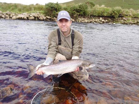 Glen-Woods-releasing-a-few-salmon Fly Fishnig Owenmore River Mayo Ireland July 2020